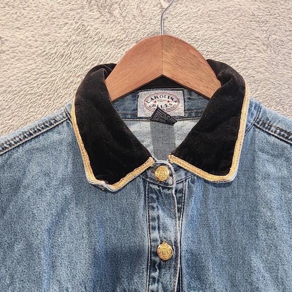 Carolina Blues Womens Vintage Denim Gold Elephant Button Up Blouse Size 16 - Picture 3 of 12